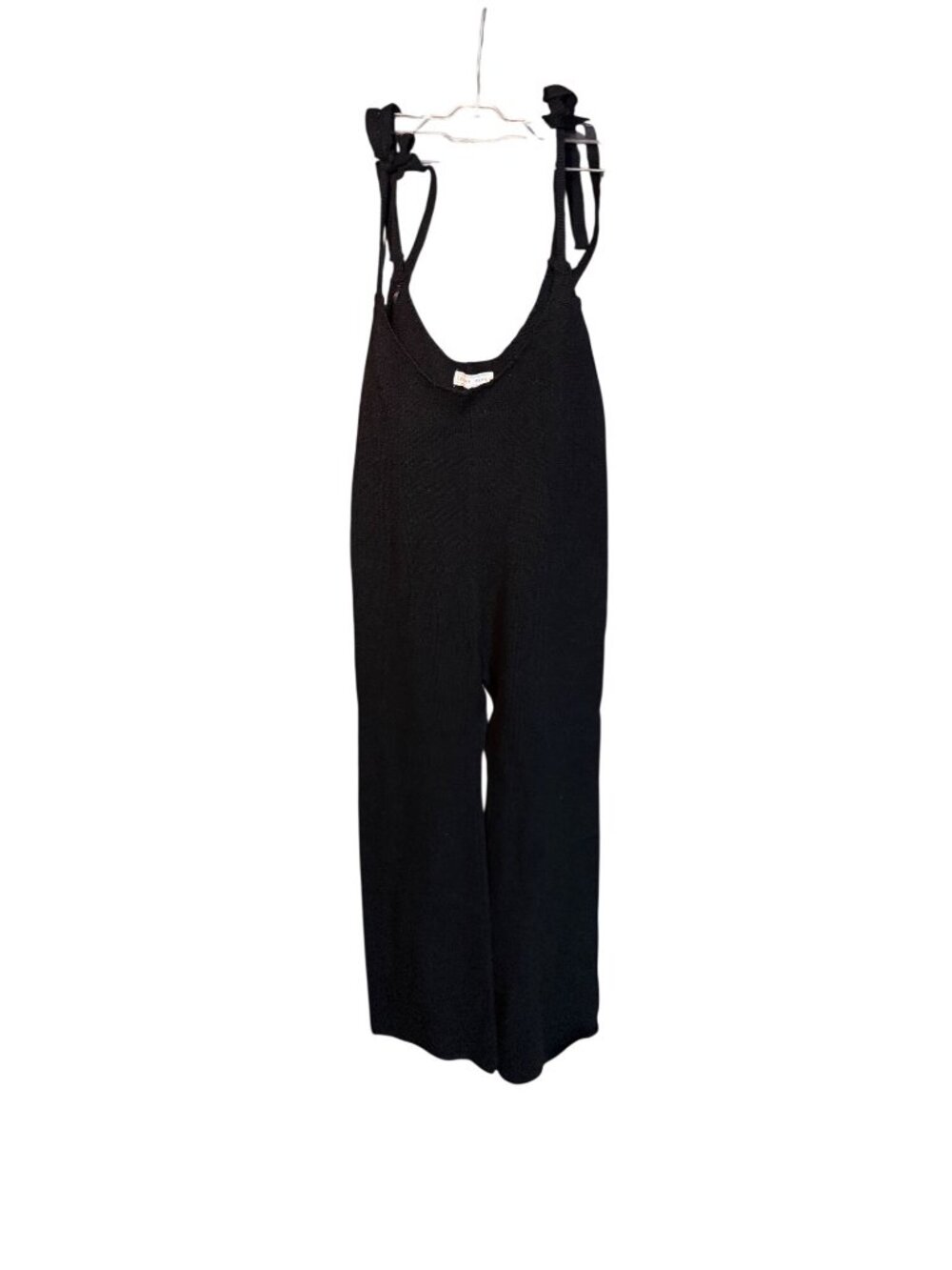 Emory Park Womens Black Tie-Strap Knit Jumpsuit Size S